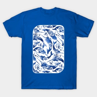 Whimsical Navy Blue Nursery Narwhals T-Shirt